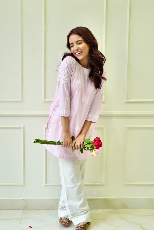 Bela chikankari Co-ord set in Pink