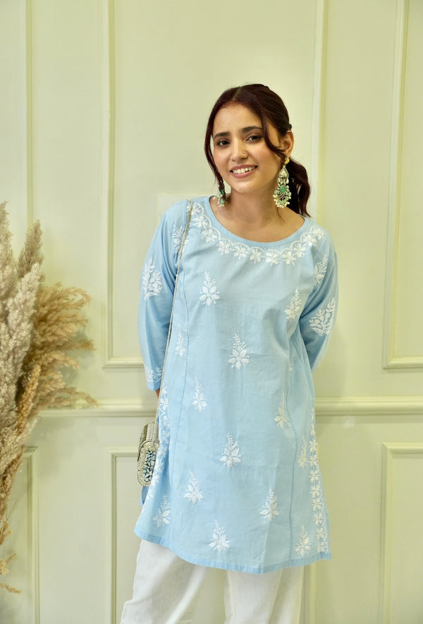 Bela chikankari Co-ord set in Blue