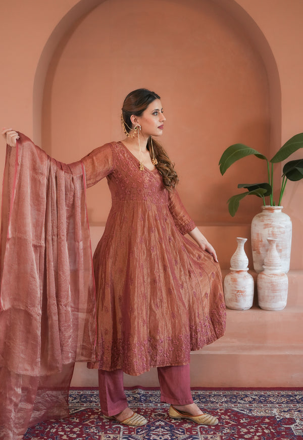 Chandani tissue silk angrakha 3 pc set