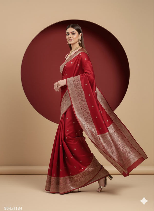 Banarasi silk red saree