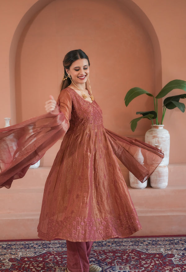 Chandani tissue silk angrakha Kurti.