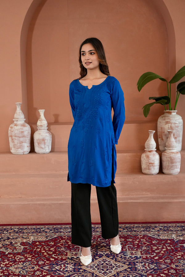 Ira chikankari top in Blue