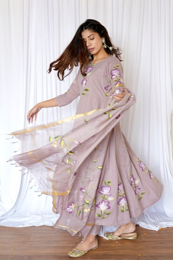 Pre-order Seyali hand painted anarkali set