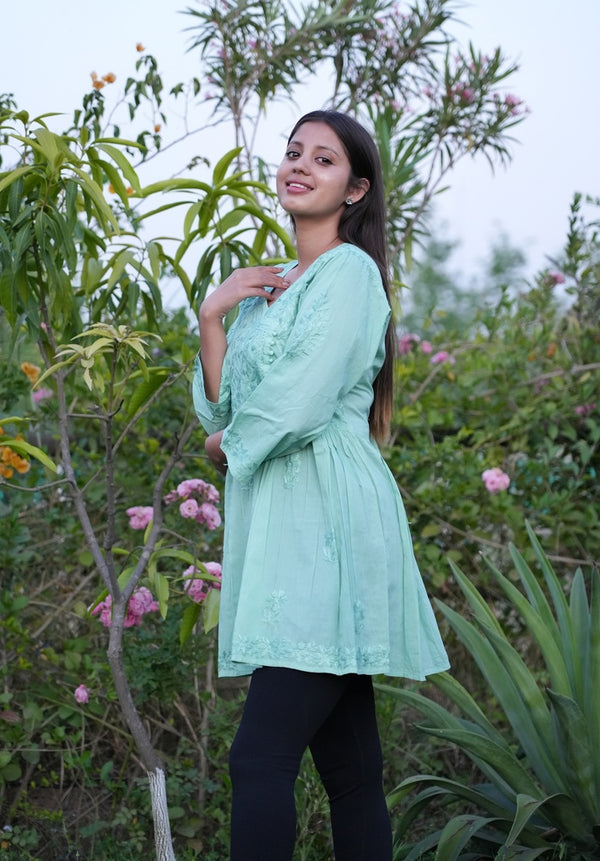 Saira short frock in Mint green